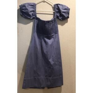 Sfizio Blue Smocked Off The Shoulder Back Zip Mini Dress Size 2